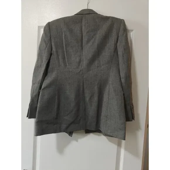 Lauren Ralph Lauren Vintage Gray Wool Petite Double Breast Blazer Classic Sz 4P - Picture 6 of 10